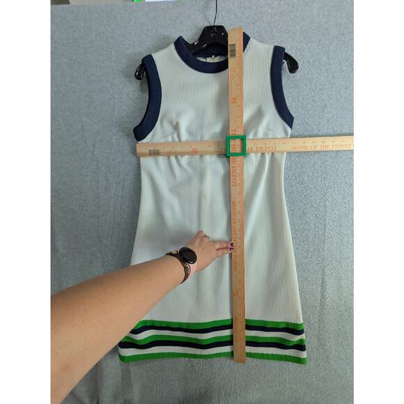 Jerell of Texas Knit Dress Women's XS White Rib Knit Vintage Y2k 70's Mini Dress - Picture 4 of 12